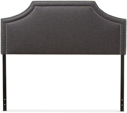 Urban Upmarket Modern and Contemporary Fabric Upholstered Headboard, Nailded Trim Head Board Grey/Full