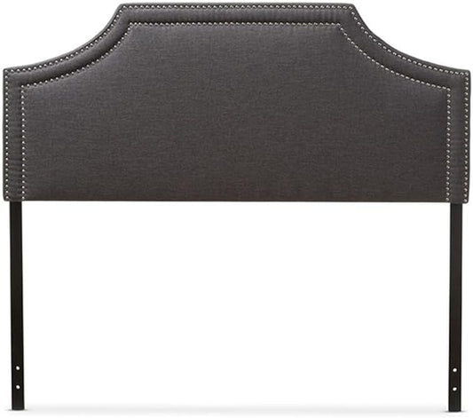 Urban Upmarket Modern and Contemporary Fabric Upholstered Headboard, Nailded Trim Head Board Grey/Queen