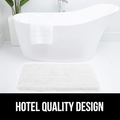 GORILLA GRIP Bathroom Rugs, Ultra Soft Absorbent Mat, Thick Plush Bath Rug, Machine Washable, Microfiber Quick Dry, Mats for Shower, Bathtub and Floor, Home Decor Accessories, 24x17, White