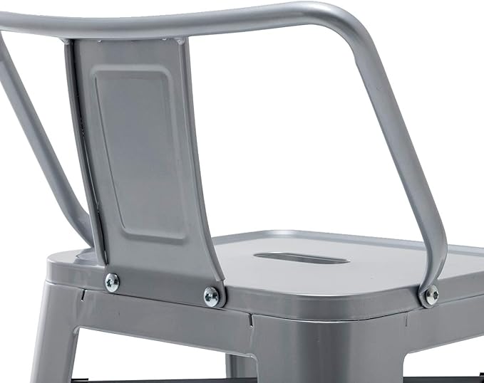 HAOBO Home 26" Low Back Metal Counter Stool Height Bar Stools [Set of 4] Barstools, Silver