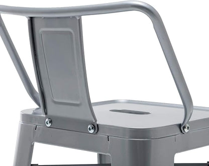 HAOBO Home 26" Low Back Metal Counter Stool Height Bar Stools [Set of 4] Barstools, Silver
