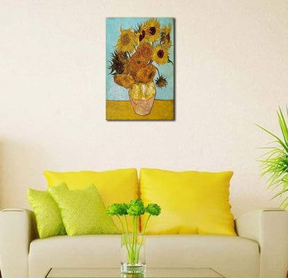 Wieco Art Sunflower by Vincent Van Gogh Oil Paintings Reproduction Large Modern Floral Giclee Canvas Prints Artwork Flowers Pictures on Canvas Wall Art for Bedroom Home Decorations L