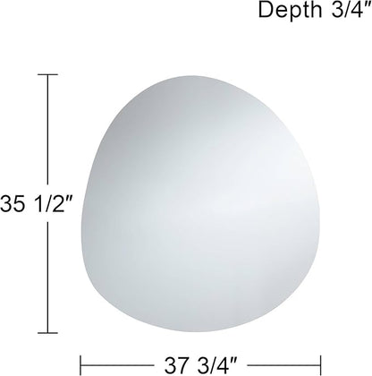 Possini Euro Design Brando Round Decorative Wall Mirror Modern Silver Frameless 37 3/4" Wide for Bedroom Living Room Home House Office Entryway
