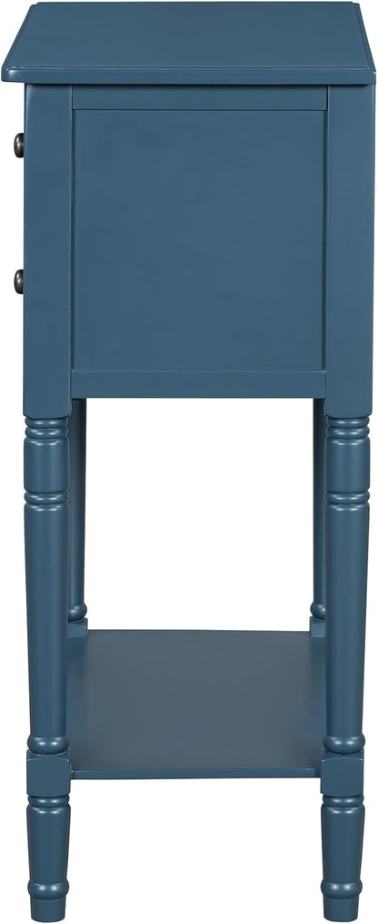 Knocbel Slim Antique Entry Console Table with 3 Drawers & Bottom Open Shelf, Solid Wood Narrow Sofa Couch Table for Entryway Hallway Living Room 23.7" W x 13" D x 31.4" H Navy Blue
