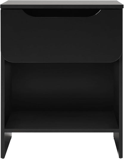 Walker Edison Greyer Modern 1-Drawer Simple Nightstand, 20 Inch, Black