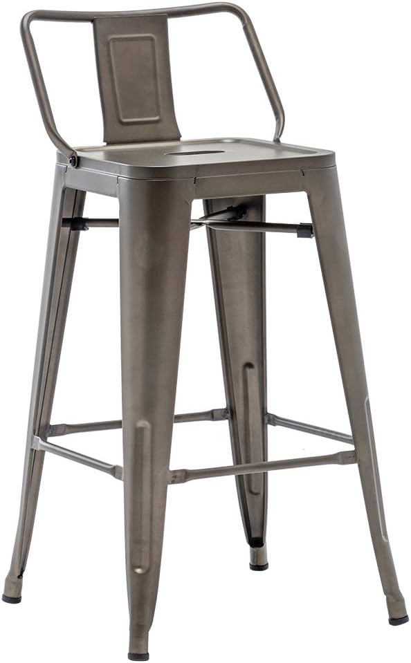 HAOBO Home 24" Low Back Metal Counter Stool Height Bar Stools [Set of 4] Barstools, Bronze