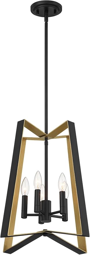 Possini Euro Design Clara 16" Modern Pendant Chandelier Ceiling Light Fixture Dining Room Over Table Kitchen Island Foyer Hanging 4-Light Black Gold Finish Hallway Entryway Living Room Indoor Office
