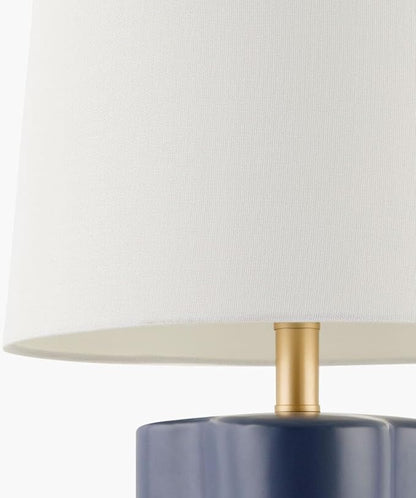 Livabliss Table Lamps, 27" Ocana Modern Bedside Nightstand Table Lamp for Bedroom Living Room Office, Blue Body with White Shade (27" H x 13" W x 13" D)