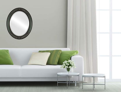 OVALCREST Oval Beveled Wall Mirror for Home Decor - Florence Style - Hunter Green - 44" x 34"