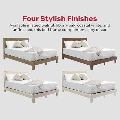 Solid Hardwood Platform Bed Frame, Headboard, & Slats, Quality Crafted in Pennsylvania, USA from Poplar by Mennonite Artisans, No Box Spring Needed, Easy Assembly