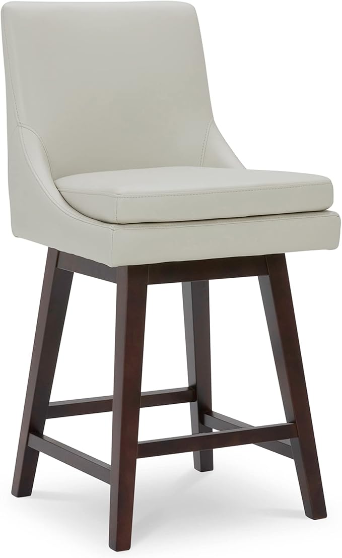 CHITA Counter Height Swivel Barstool, FSC Certified Upholstered Bar Stool, 26.8" H Seat Height, PU Leather in Creamy Gray