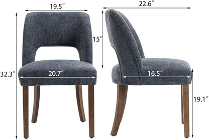 VKNOW Wooden Dining Chairs Set of 6, Modern Fabric Upholstered Dining Room Chair Kitchen Chairs, Farmhouse Dinner Chair for Kitchen Dining Room, Navy