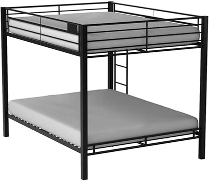 Upgraded Version Thicken Metal Full XL Over Queen Bunk Bed, Stronger Heavy Duty Steel Bunk Bed Full Over Queen Size, Best Bunkbed Frame for Adults, Easy Assembly, Black (Queen)