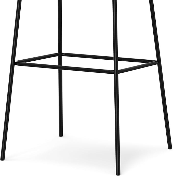 SIMPLIHOME Mira Bar Stools (Set of 2) - 30 inch Seat Height Upholstered Metal Bar Chairs in Distressed Tan Vegan Faux Leather, Contemporary Seating for Kitchen with Curved Cushioned Seat and Armrests