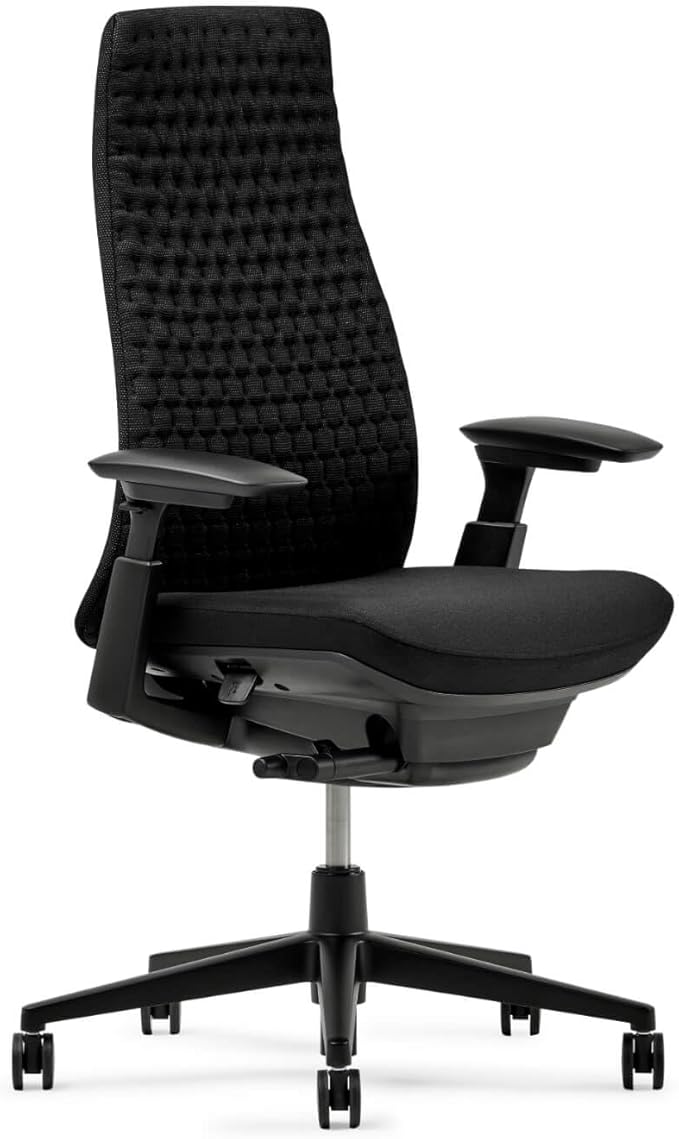 Haworth Fern Ergonomic Office Chair – Stylish and Innovative Desk Chair with Digital Knit Finish - Without Lumbar Support (Charcoal Black)