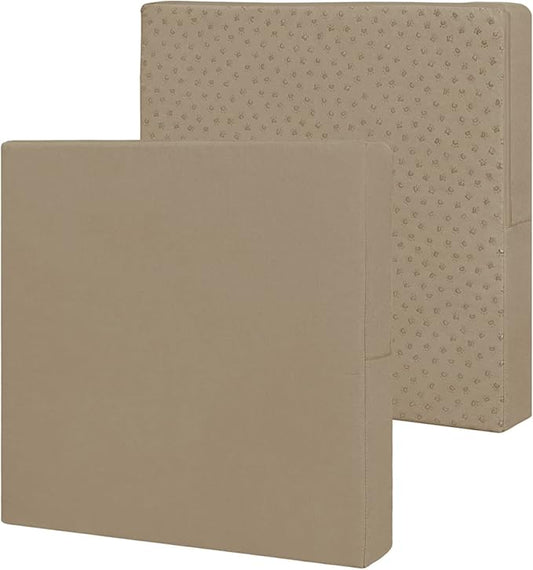 Easy-Going Waterproof Patio Cushion Covers 24x24x4 inch 2 Pack Replacement Non-Slip Outdoor Seat Cushion Slipcover with Zipper. Camel