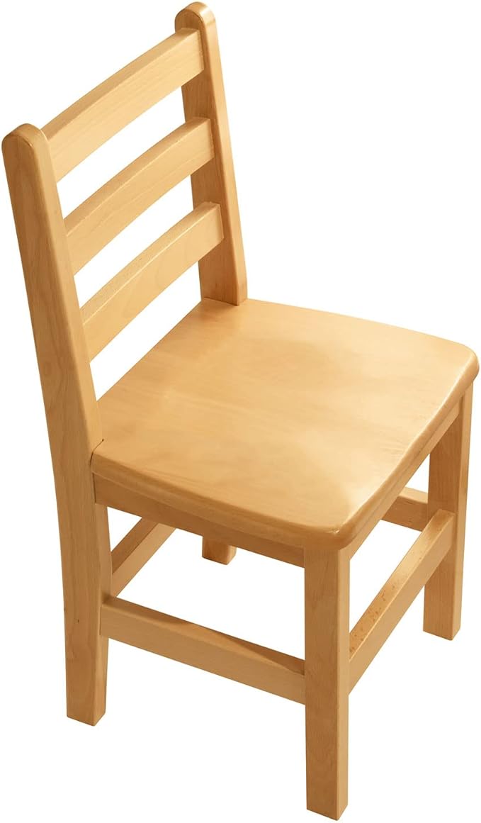 Kids Wooden Chair Set, Fully Assembled Ladderback Wood Chairs for Teens, Adults, Teachers, 18" Seat Height for Ages 13+ (Set of Two)
