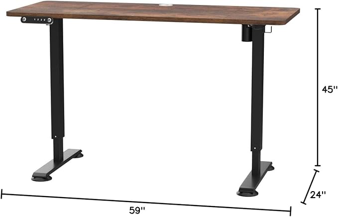 farexon 63 x 24 Inch Electric Standing Desk Adjustable Height, Sit-Stand Desk with Oversized Mouse Pad, Four Preset Heights, 27''-46'' Lifting Range Stand up Desk（Brown）