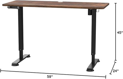 farexon 63 x 24 Inch Electric Standing Desk Adjustable Height, Sit-Stand Desk with Oversized Mouse Pad, Four Preset Heights, 27''-46'' Lifting Range Stand up Desk（Brown）