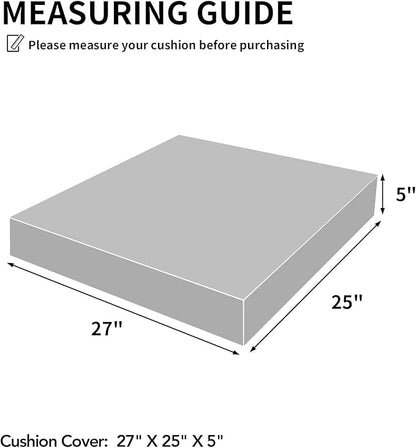 Easy-Going Waterproof Patio Cushion Covers ONLY Cover 27x25x5 inch 4 Pack Replacement Non-Slip Outdoor Seat Cushion Slipcover with Zipper. Dark Gray