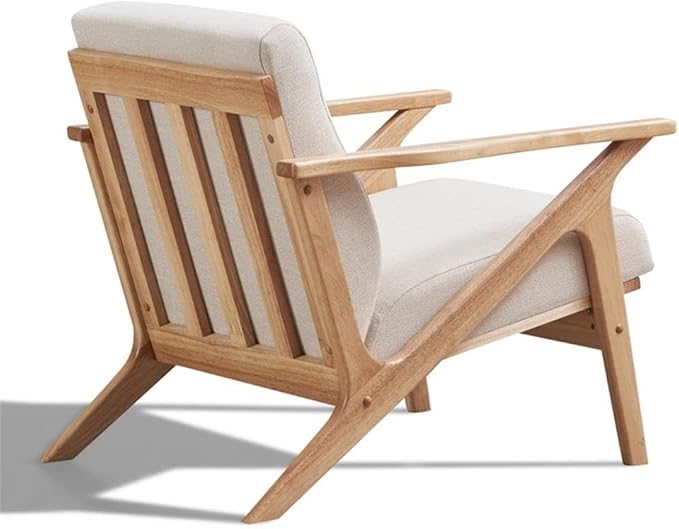 Zola Mid Century Modern Accent Chair Arm Chair, Living Room Furniture, Beige/Oak