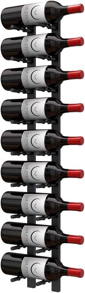 Ultra Wine Racks Wall Mounted Label-Out Wine Racks (3 Foot 1 Deep, Matte Black, 9 Wine Bottles) - Modern Metal Wine Storage, Modular Design for Home Bar, Kitchen, Dining Rooms, & Wine Cellars