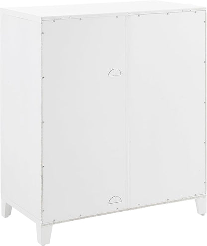 Crosley Furniture Roarke Stackable Glass Door Kitchen Pantry Storage Cabinet, Accent Cabinets for Entryway, White