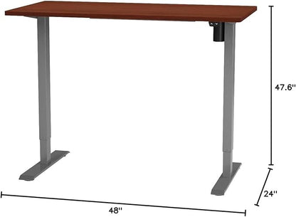 FLEXISPOT EN1 One-Piece Standing Desk, 48 x 24 Inches Electric Height Adjustable Desk for Home Office (Silver Frame + 48 in Mahogany Top, 2 Packages)