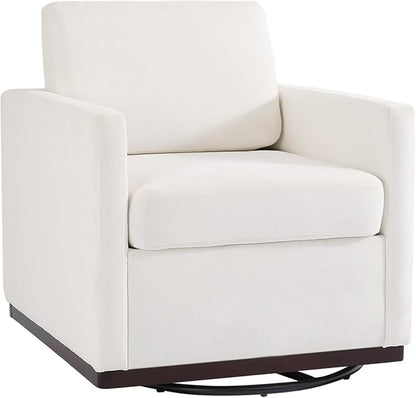 UIXE Swivel Accent Chair, Chenille Upholstered Armchair Comfy Club Chair for Living Room, Mid Century Modern Arm Chair Single Sofa Nook Bedroom Side Reading Seat - Beige