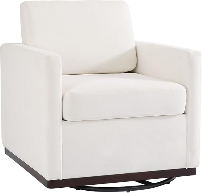 UIXE Swivel Accent Chairs Set of 2, Chenille Upholstered Armchair Comfy Club Chair for Living Room, Mid Century Modern Arm Chair Single Sofa Nook Bedroom Side Reading Seat - Beige