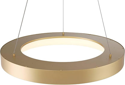Possini Euro Design Cafferty Soft Sanded Gold Ring Pendant Lighting 23 1/2" Wide Modern Dimmable LED Fixture for Dining Room House Home Foyer Kitchen Island Entryway Bedroom Living High Ceilings