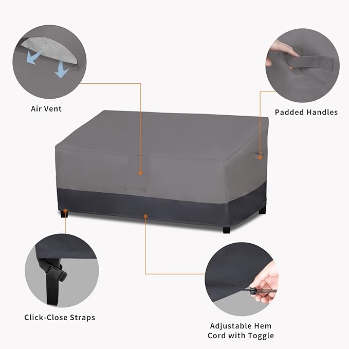 Easy-Going Outdoor Sofa Cover Heavy Duty Patio Furniture Loveseat Couch Bench Cover Windproof Durable (85Wx37Dx35H inch, Gray/Dark Gray)