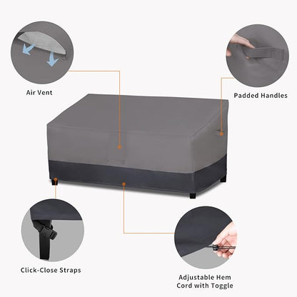 Easy-Going Heavy Duty Waterproof Outdoor Deep 2-Seater Loveseat Couch Patio Furniture Cover with Air Vent, Windproof, Durable