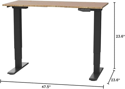 FlexiSpot E6 Bamboo 3-Stage Dual Motor Electric Standing Desk 48 x 24 Sit Stand Up Desk, Holds 220 lbs, Adjustable Height w/ Memory Presets, Solid Bamboo Curved Desktop & Black Frame, Ships in 2 Boxes