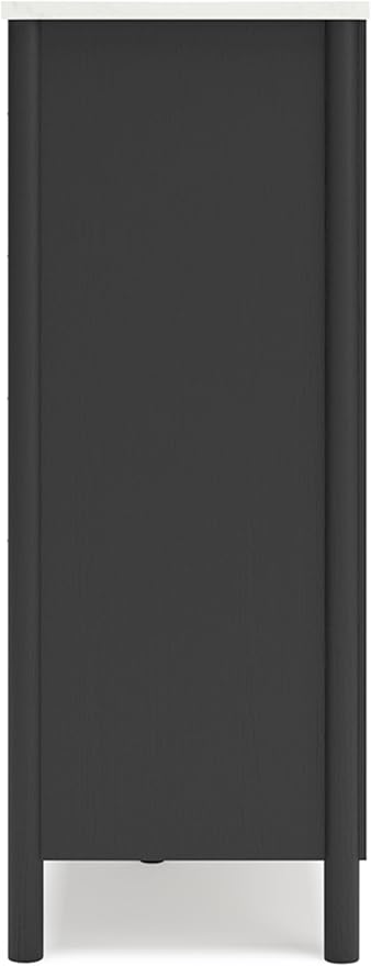 Signature Design by Ashley Cadmori Bohemian 5-Drawer Chest of Drawers with Safety Stop and Post Legs, Black & White