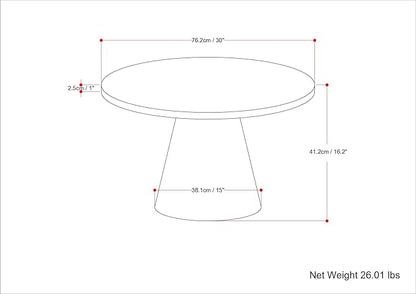 SIMPLIHOME Winnie Coffee Table - 30 inch Wide Solid Acacia Wood Round Living Room Table in Walnut, Modern Center Table for Sitting Area or Lounge with Spacious Top and Pedestal Base, Assembled