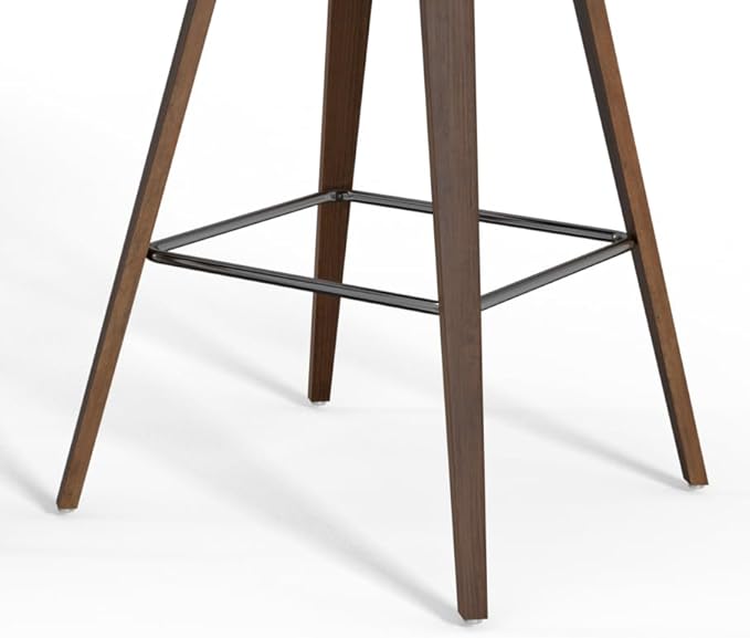 SIMPLIHOME Randolph Counter Stools (Set of 2) - 28 Inch Seat Height Upholstered Bentwood Kitchen Seats in Distressed Blue Vegan Faux Leather, Mid Century Seating with Curved Backrest and Footrest