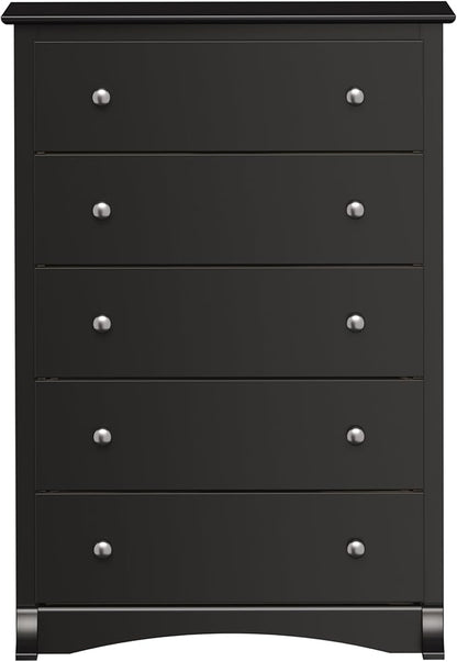 Prepac Sonoma Superior 5-Drawer Dresser for Bedroom - Spacious and Stylish Chest of Drawers, Measuring 17.75"D x 31.5"W x 44.75"H, In Black Finish