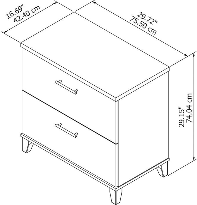 Pemberly Row Contemporary 2 Drawer Lateral File Cabinet in Storm Gray