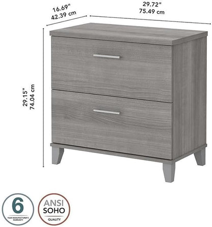 Pemberly Row 2 Drawer Lateral File Cabinet in Platinum Gray - Engineered Wood