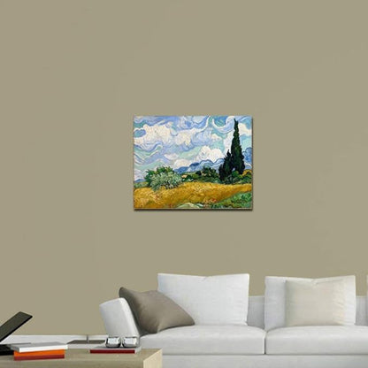 Wieco Art Wheat Field with Cypresses by Van Gogh Classic Oil Paintings Reproduction Modern Landscape Canvas Prints Artwork on Canvas Wall Art for Living Room Home Office Decorations