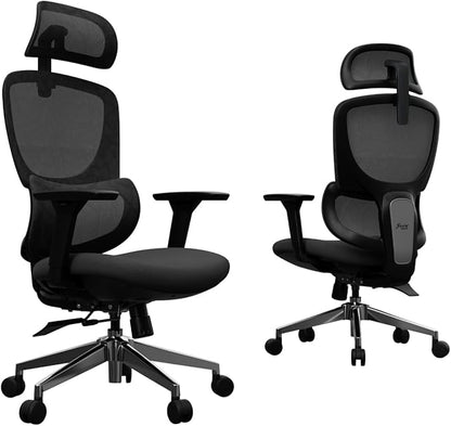 Ergonomic Office Chair, High Back Desk Chair with 4D Armrests, 135° Reclining Swivel Chair with 3-Level Tilt Lock, 2D Headrest & Sliding Seat, Dual Back Support, Adjustable Lumbar, Heavy Duty 1600 lbs