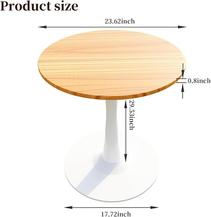 23.62" Small Round Dining Table for 2 – Durable & Well-Made Tulip Table with Sturdy Metal Frame, Compact 2-Seater Kitchen or Dining Room Table for Small Spaces, Apartments, Café, Restaurant, Office