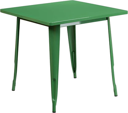 Flash Furniture Felix Commercial Grade 31.5" Square Green Metal Indoor-Outdoor Table