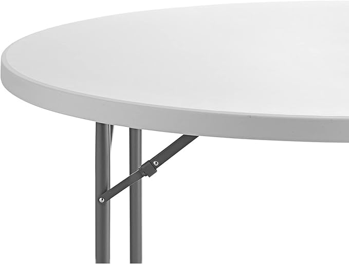 5-Pack 60" Round Granite White Plastic Banquet Table, Heavy Duty White Folding Table for Parties & Weddings, 5-Foot Round