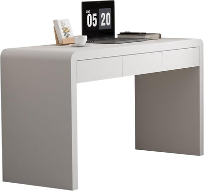 Dongge White Computer and Gaming Desk with Drawers.Home Office desks for Bedroom.Wooden Kids' Writing Table.Three-Layer Lacquered Thick Wooden Board Work Desk That can be Used as a Vanity