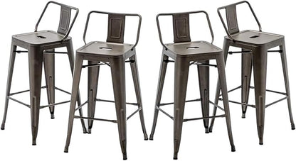 HAOBO Home 26" Low Back Metal Barstools Counter Height Bar Stools [Set of 4], Bronze