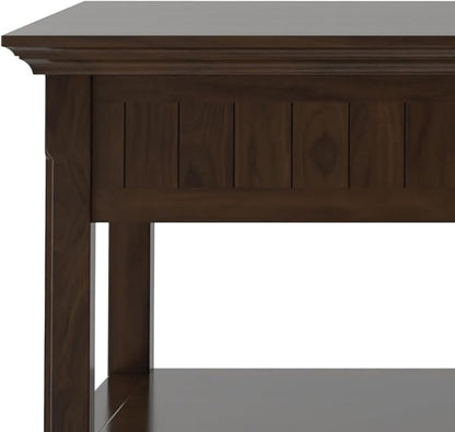 SIMPLIHOME Acadian Lift Top Coffee Table - 48 inch Wide Solid Wood Transitional Pop-up Cocktail Table in Brunette Brown, Classic Living Room Table with Lift-up Storage Compartment and Open Shelf