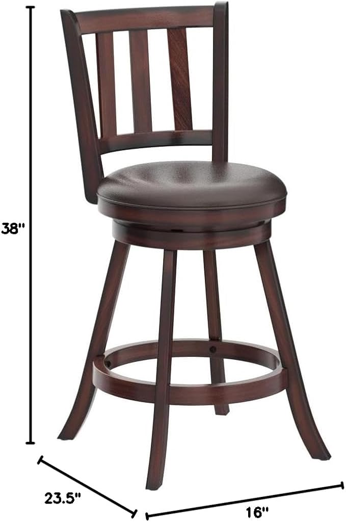 COSTWAY Bar Stools Set of 4, Counter Height Dining Chair, Fabric Upholstered 360 Degree Swivel, PVC Cushioned Seat, Perfect for Dining and Living Room (Height 25''-Set of 4)