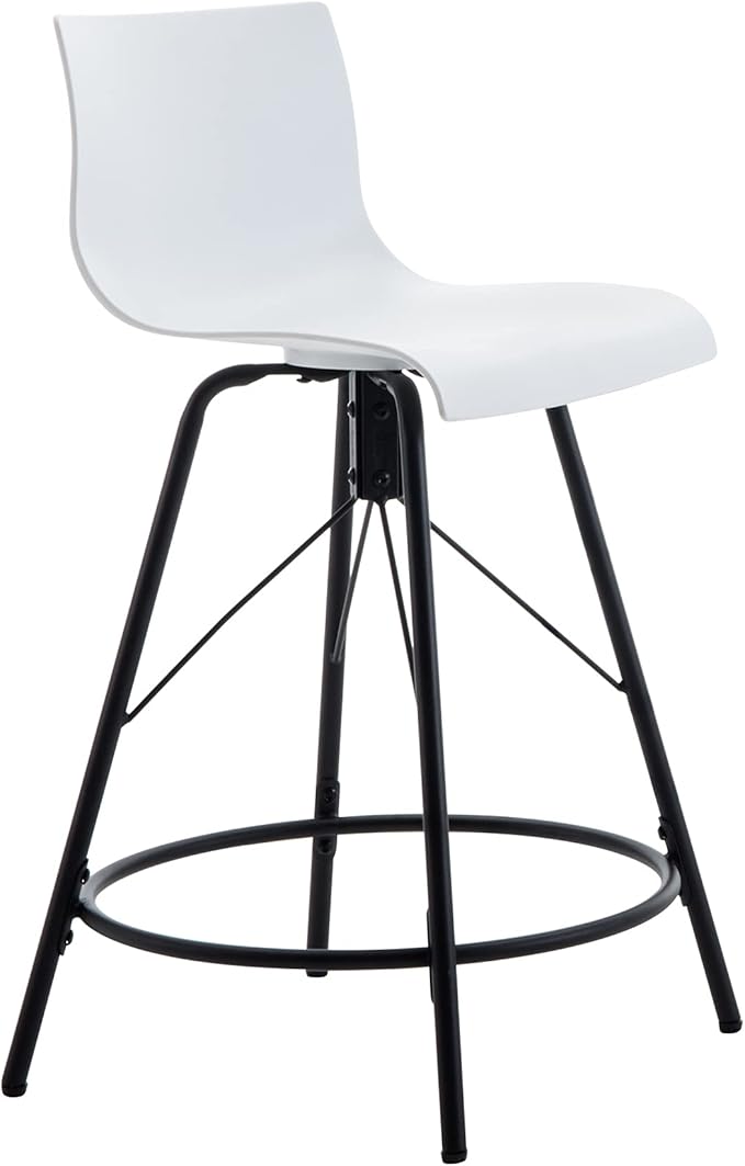annjoe Swivel Bar Stools Metal Counter Height Stools Plastic Seat Chairs Set of 4 for Indoor Outdoor Home Kitchen Business (24" White)